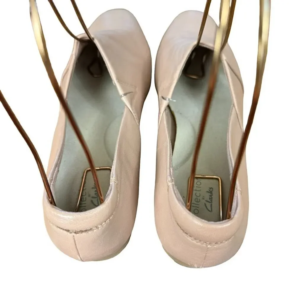Clarks Juliet Palm Blush Pink Leather Loafers Slip On Block Low Heel Shoes 8.5